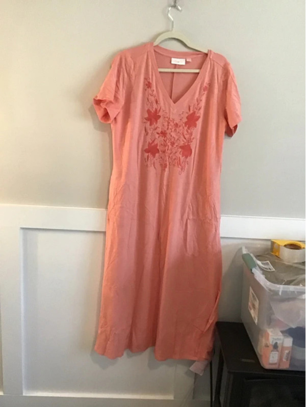 Belle by Kim gravel large dress, new, slub knit, blooms maxi